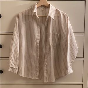 Cream/beige stripped button down shirt